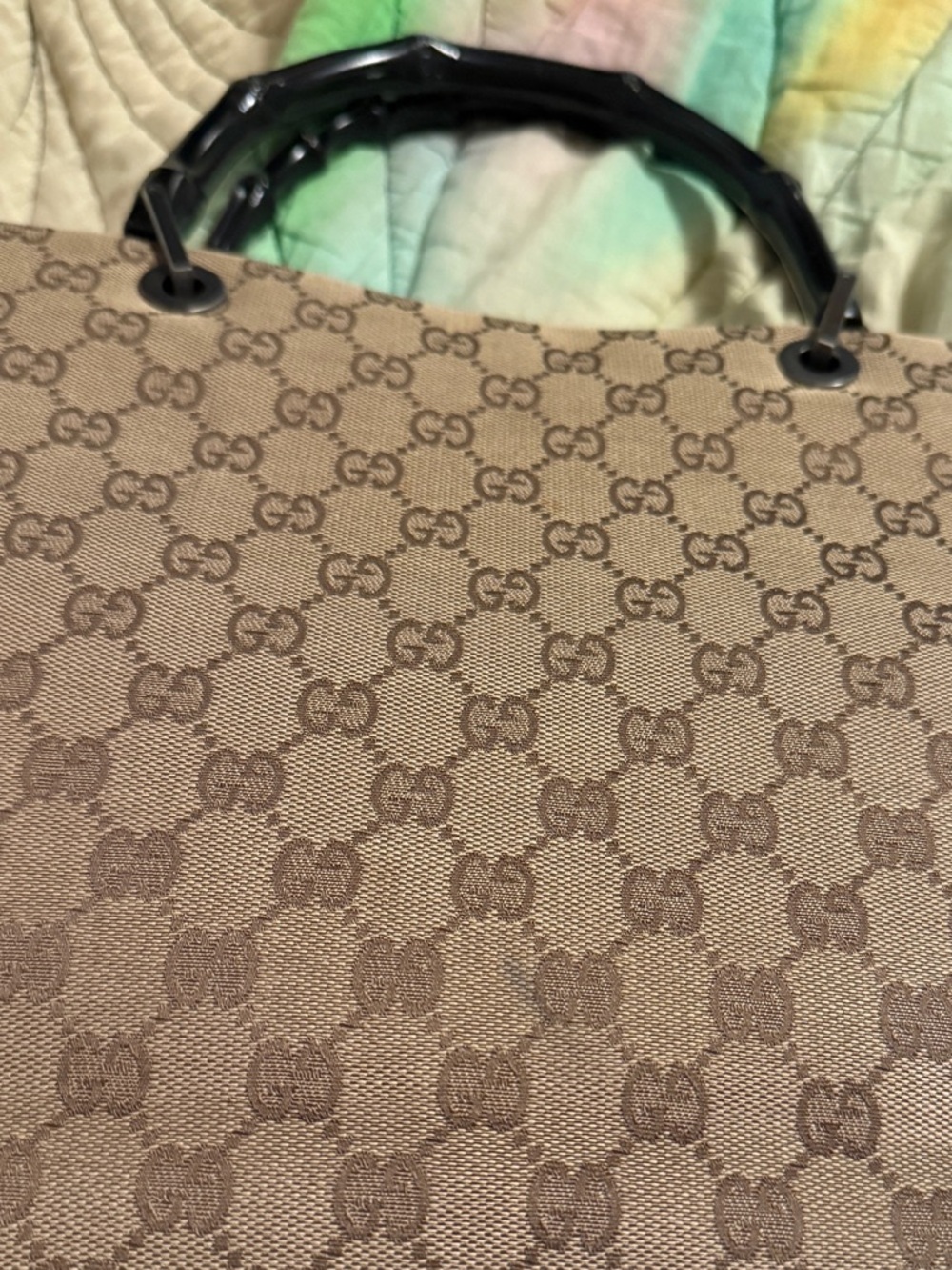 Gucci Bamboo GG Logo Top Handle Tote Bag - Picture 9 of 13